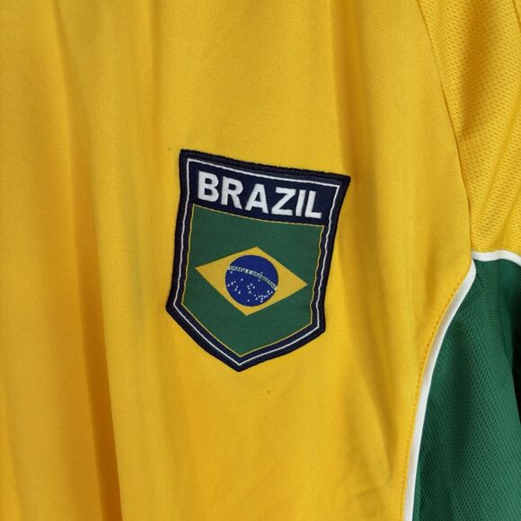 Brazil Soccer Jersey, XL, Rhinox, Yellow And Green, V Neck, Logo - Picture 2 of 6
